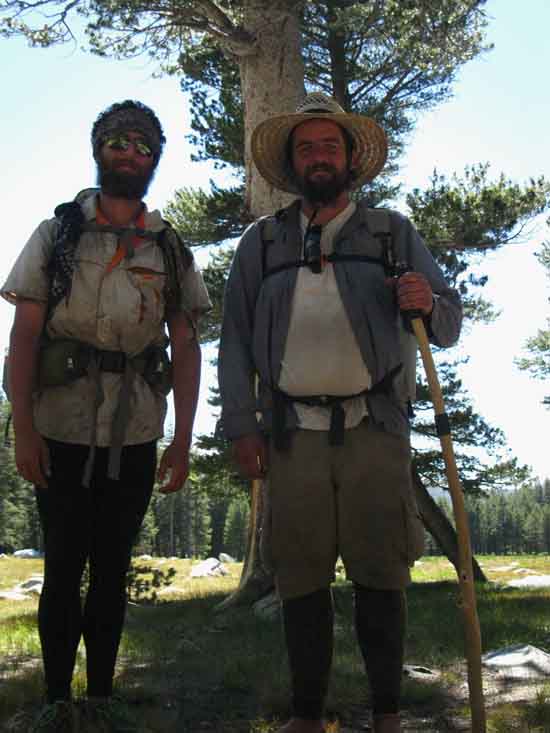 Two PCT hikers moving North out of Tuolumne Meadows in July of 2016.